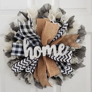 Home grey and ivory wreath